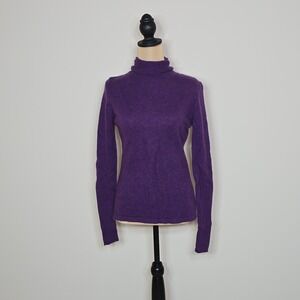 Marina Luna Purple 100% Cashmere Turtleneck Sweater Size M